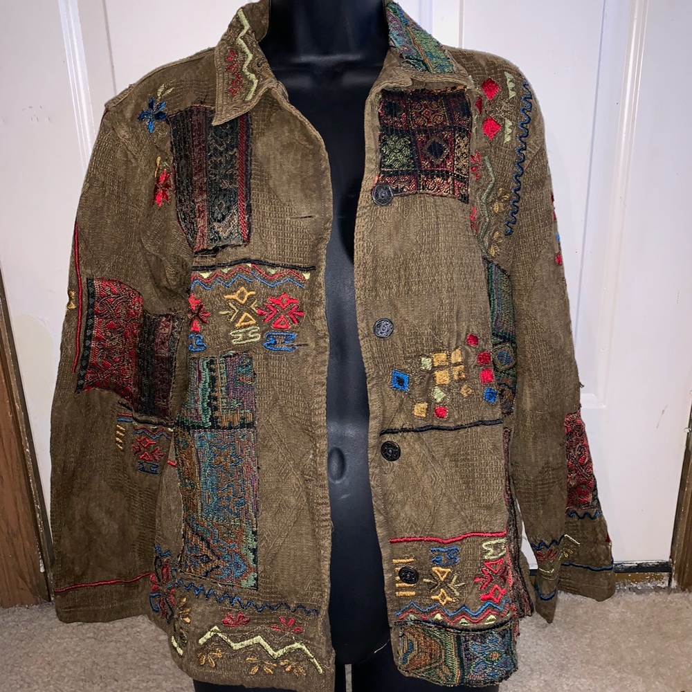 *SOLD* Chicos Patchwork Button Up Collared Jacket - Picture 2 of 5